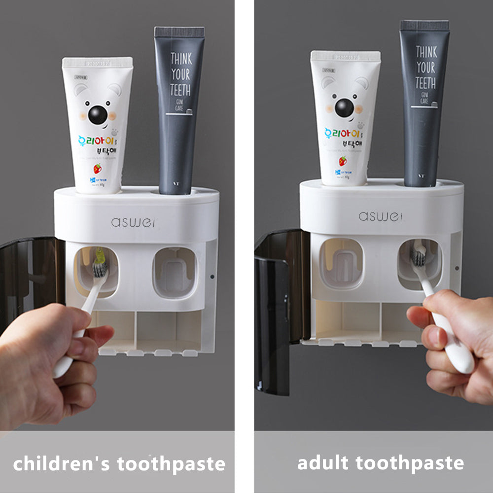 Wall-mounted Double Toothpaste Dispenser with Wall Sticker