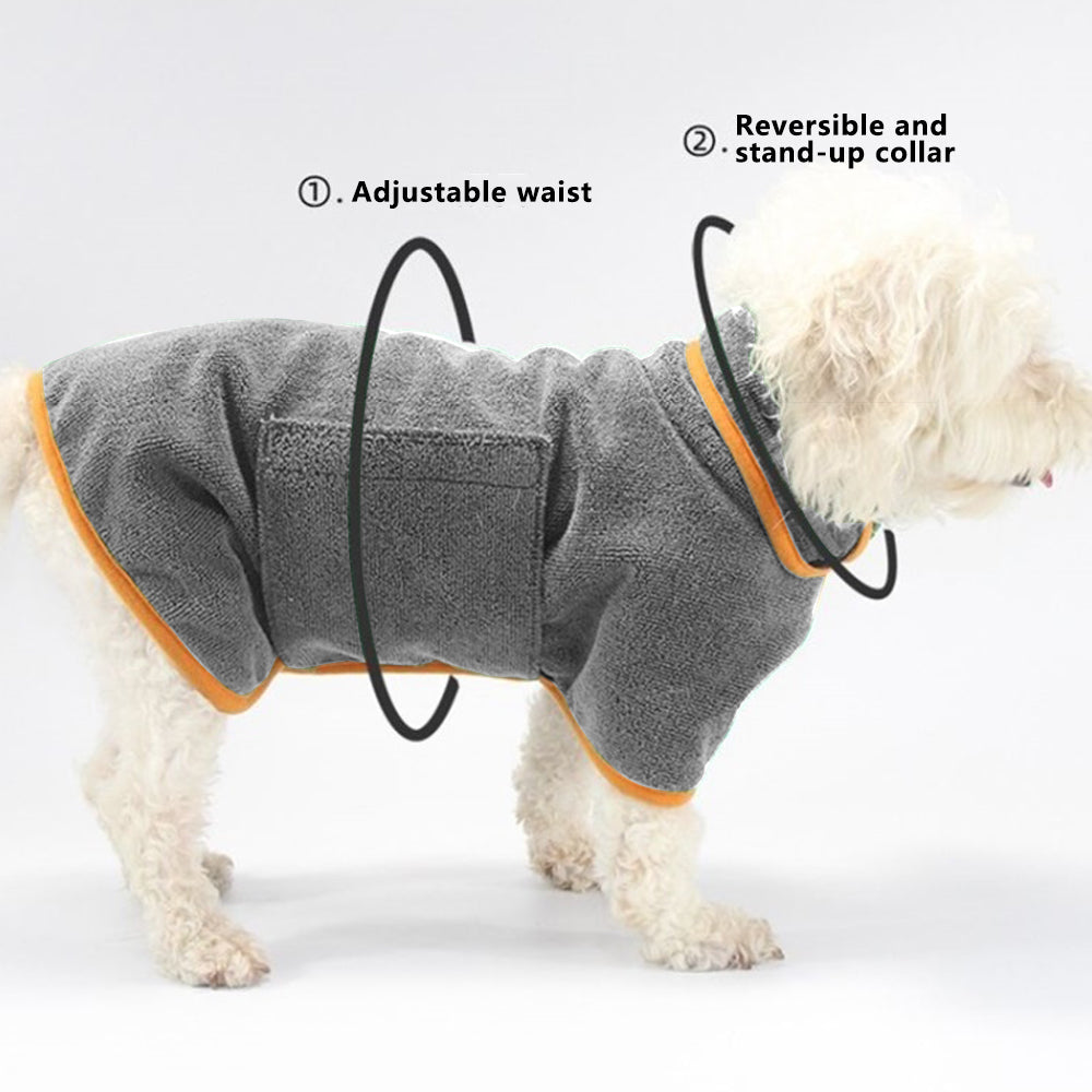 Dog Bathrobe Microfibre Towel Pet Super Absorbent Drying Coat