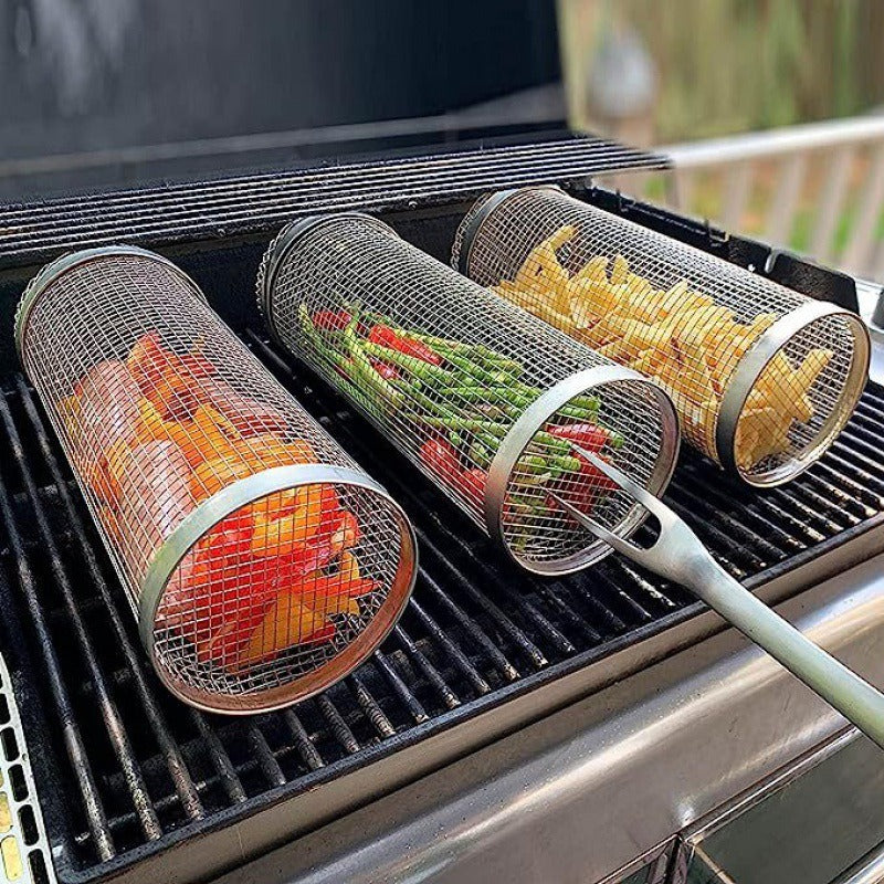 Rolling BBQ Grill Basket