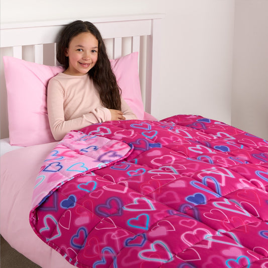 Reversible Neon Hearts Weighted Blanket