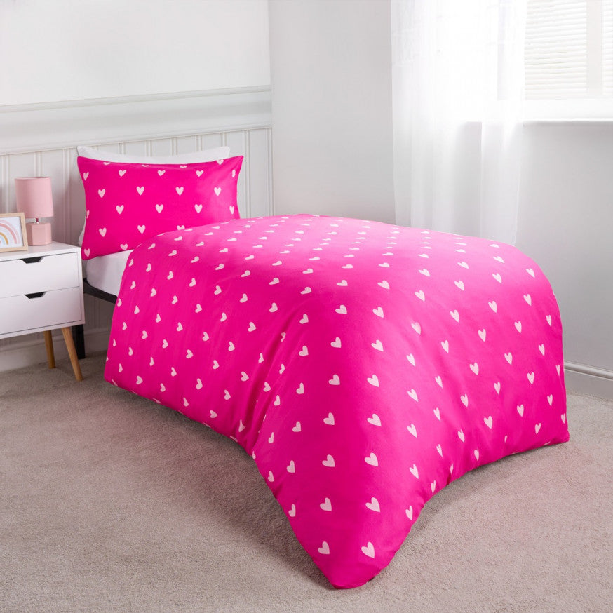 Gingham Heart Print Reversible Duvet Set Twin Pack