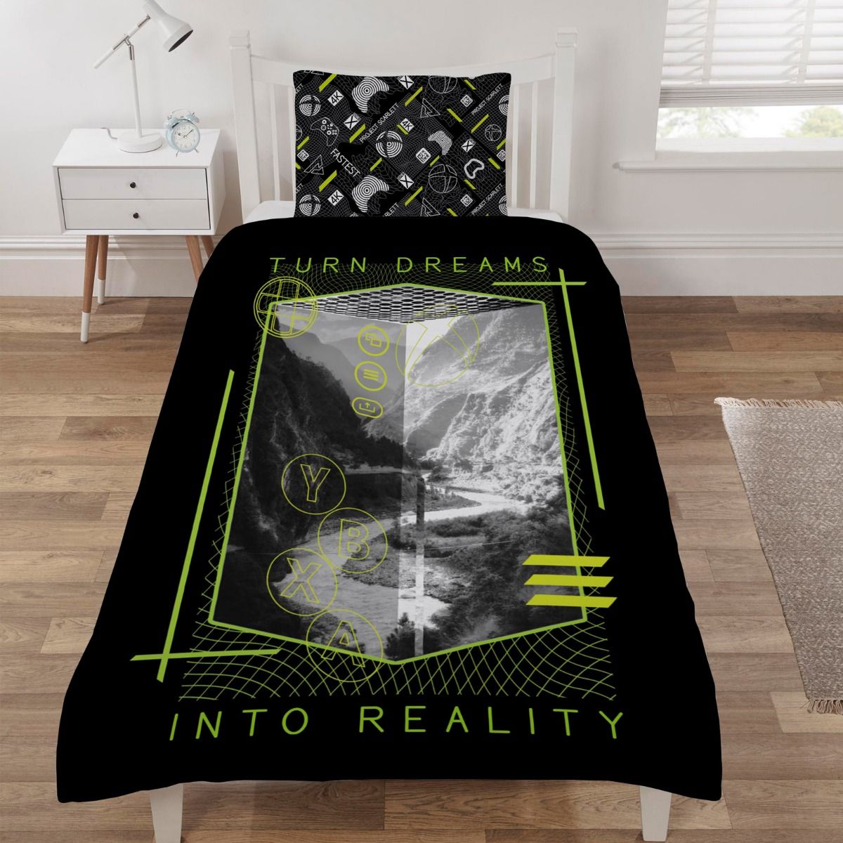 Reversible Turn Dreams Into Reality Single Duvet Set