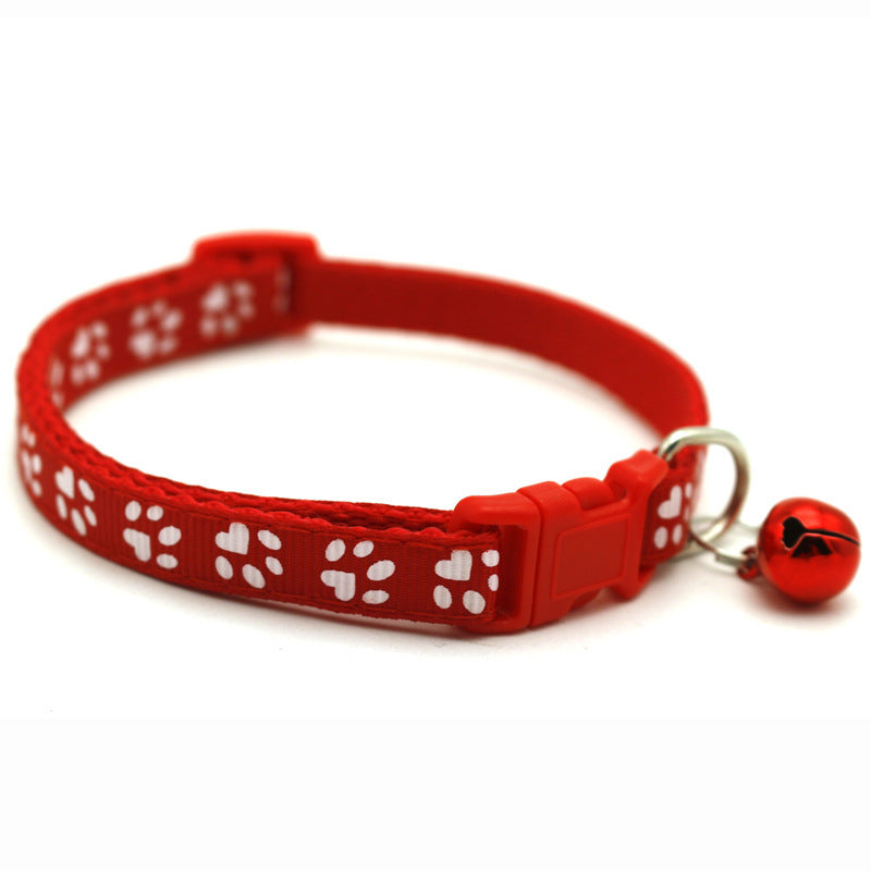 Cat/ Dog Pawprint Collar With Bell