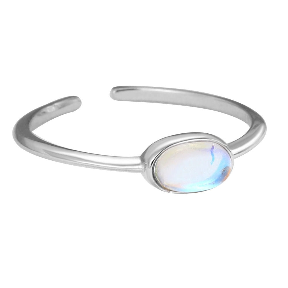 Sterling Silver Moonstone Open Ring