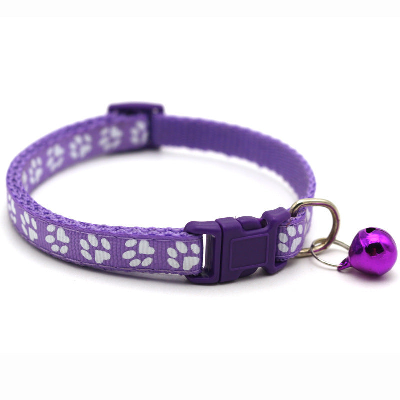 Cat/ Dog Pawprint Collar With Bell