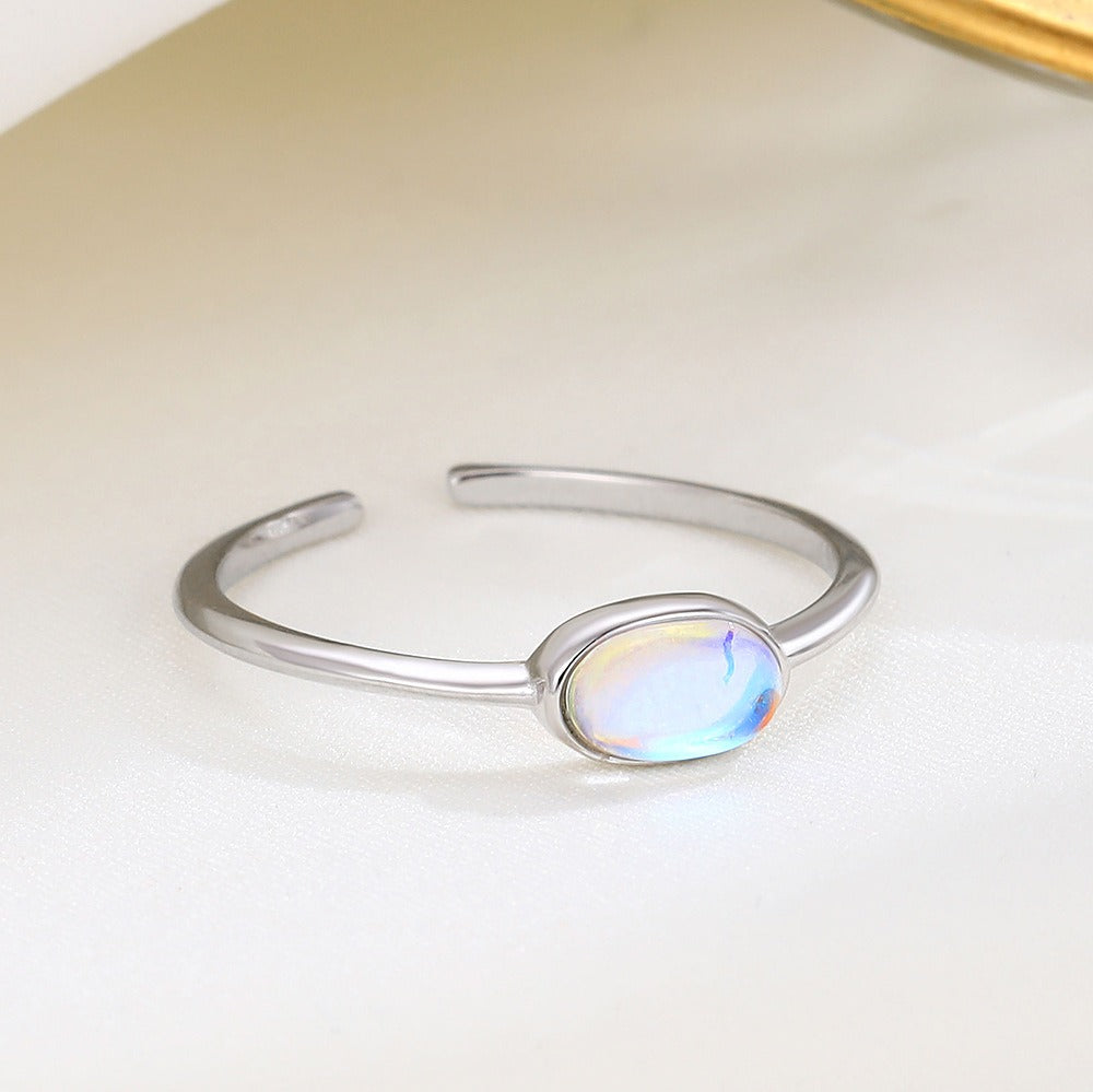 Sterling Silver Moonstone Open Ring