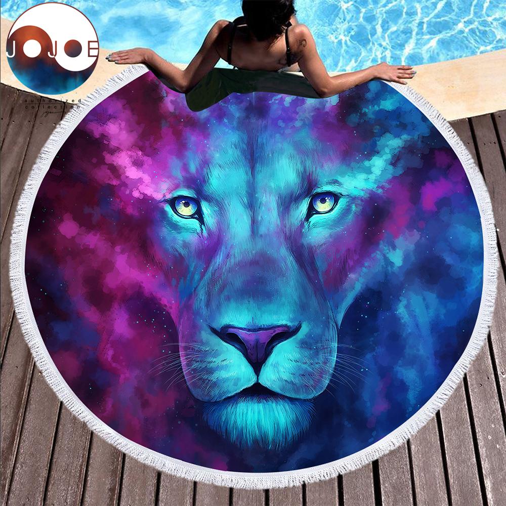 Large Round Lion Print Beach Towel